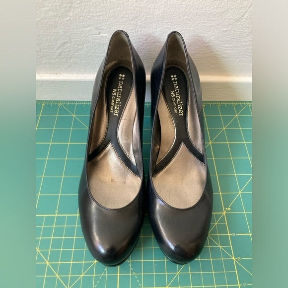 Naturalizer N5 Comfort Lennox Black Leather Pumps High Heel Size 7N Workwear - Picture 1 of 8
